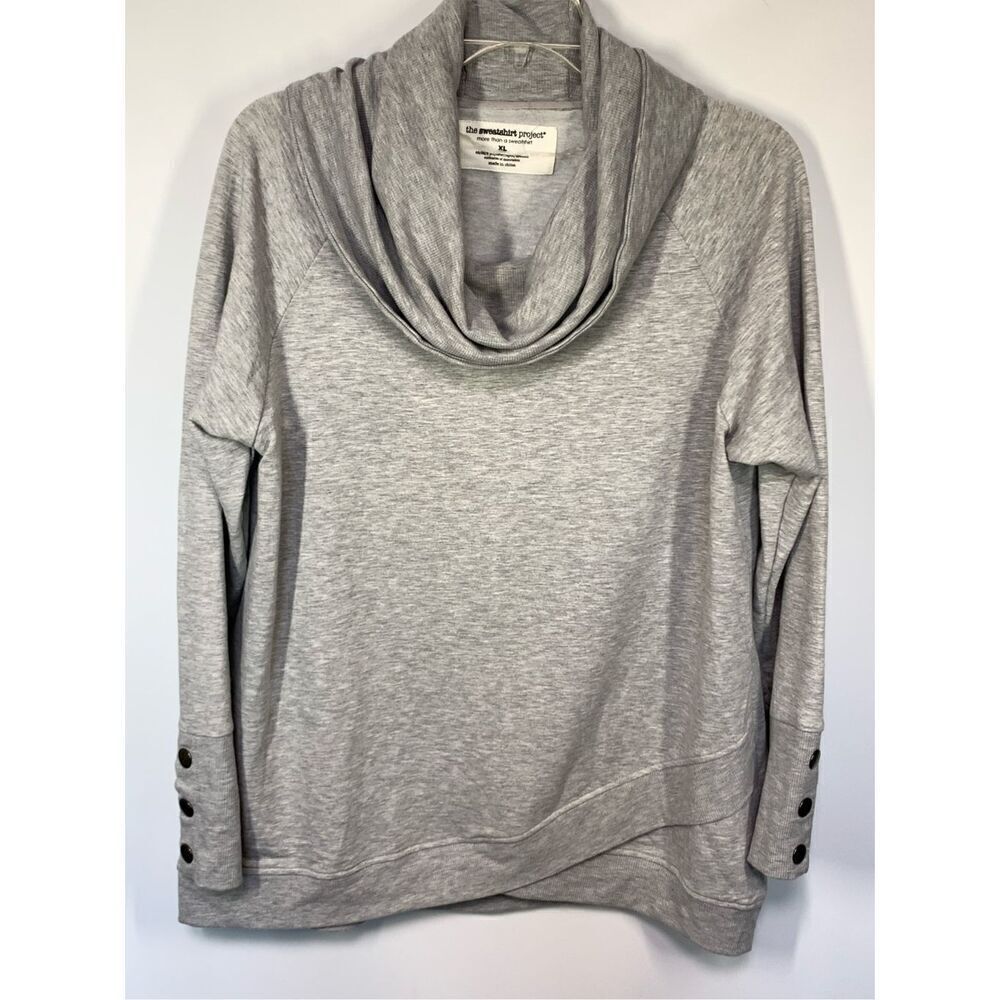 -1. The Sweatshirt Project Women's Long Sleeve Cowl Neck Sweatshirt Gray Size XL